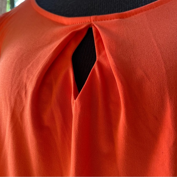 Kasper Orange Sleeveless Stretch Pullover Cut-Out Neckline Section Top L - Picture 5 of 7